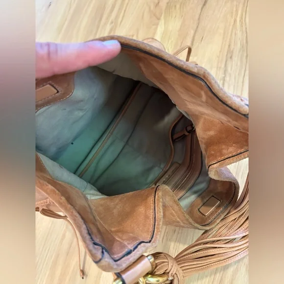 Stuart Weitzman brown suede leather shoulder or crossbody bag - Picture 11 of 13